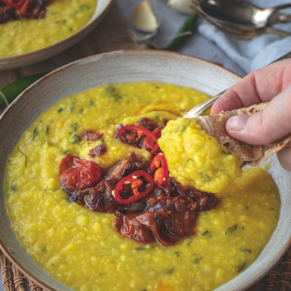 Vegan dal tadka, indian inspired recipe