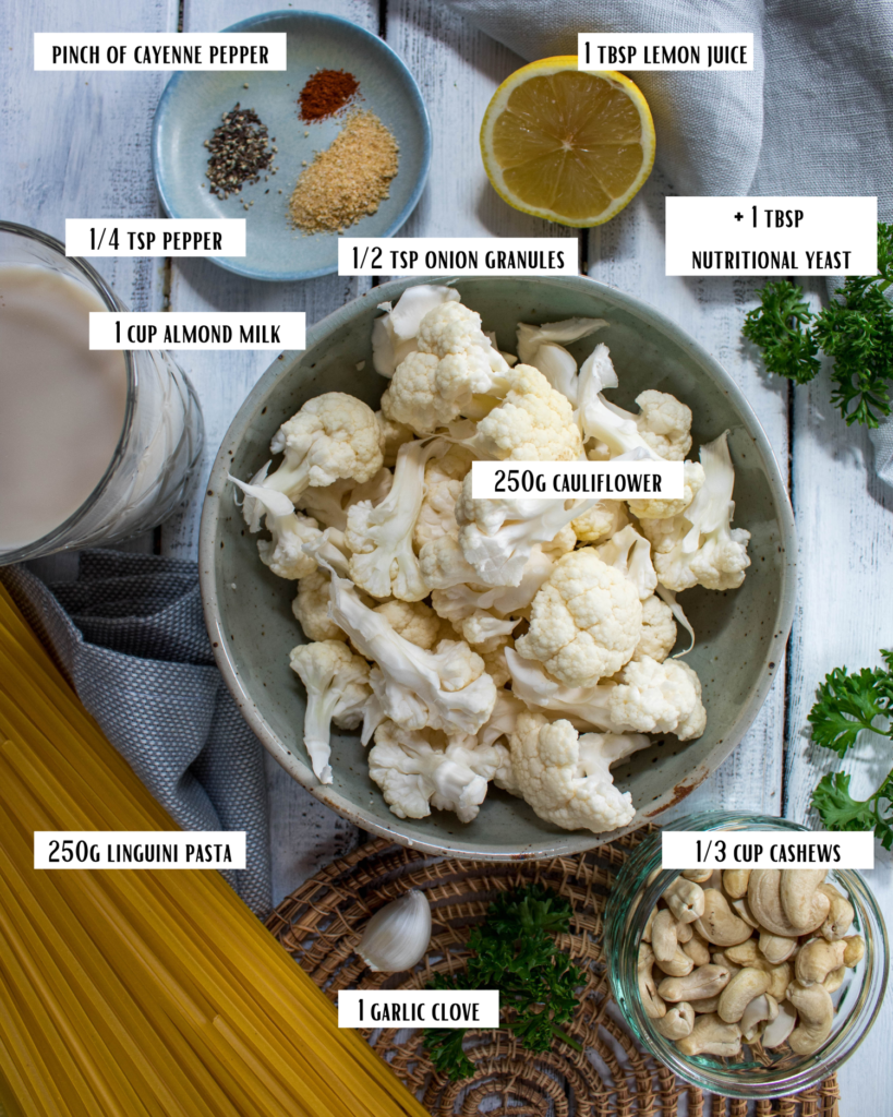 Vegan alfredo pasta ingredients