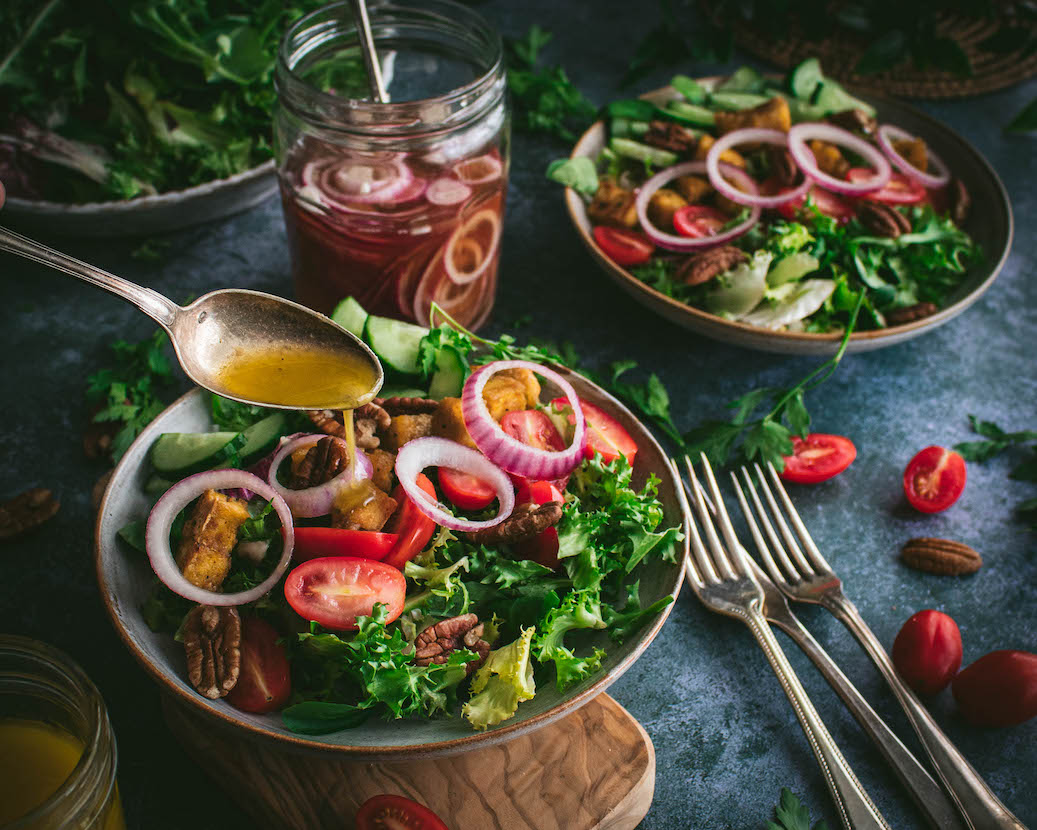 Vegan Summer Cobb Salad with Crispy Tofu