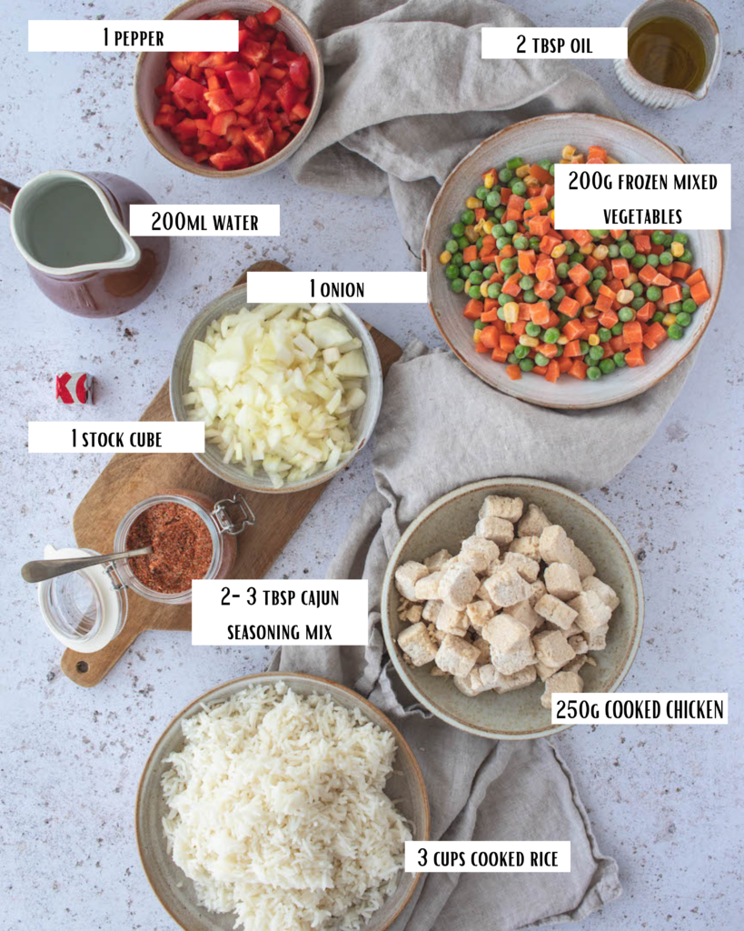Ingredients for Cajun Dirty Rice
