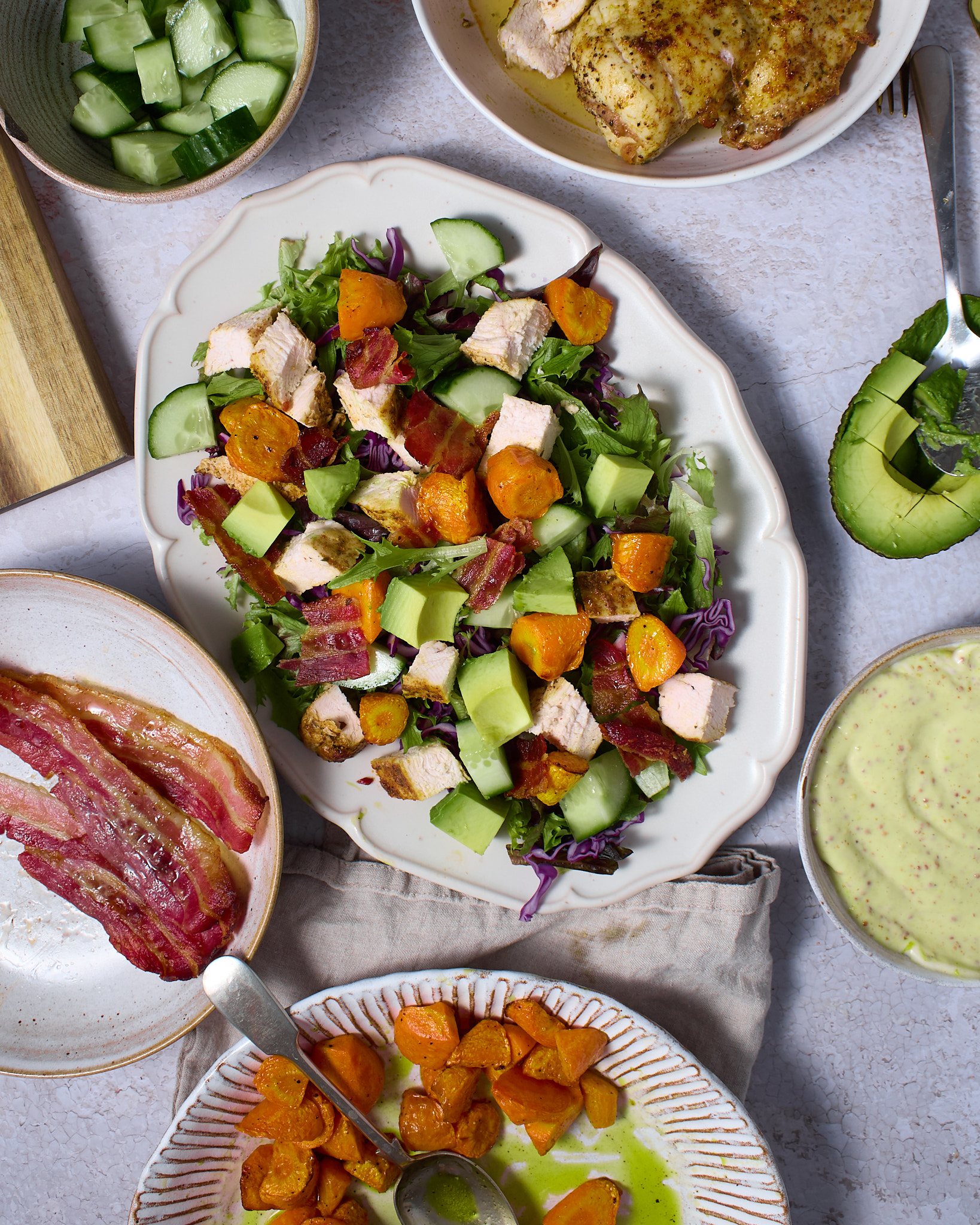 Chicken, bacon and roasted carrot salad